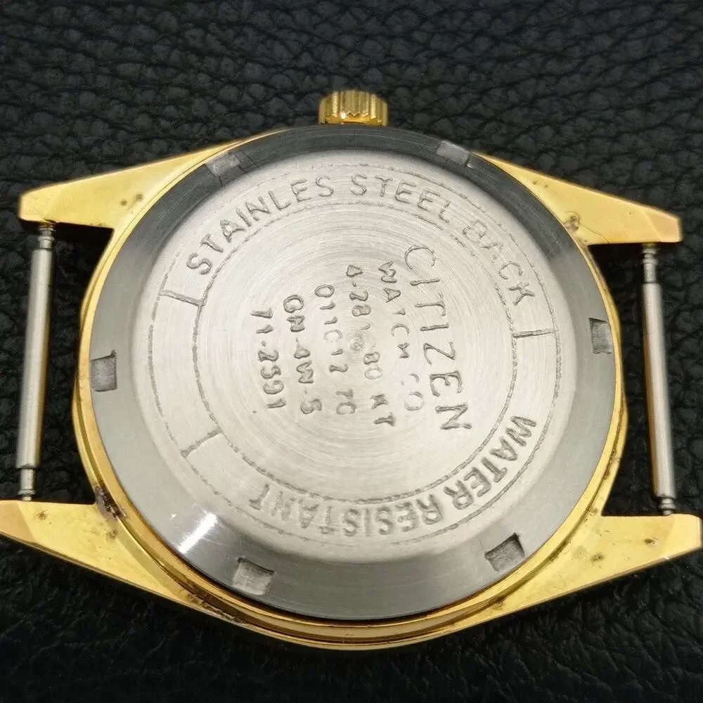 Vintage 1983 Citizen Automatic Mens Gold Watch W/daydate & Blue accents